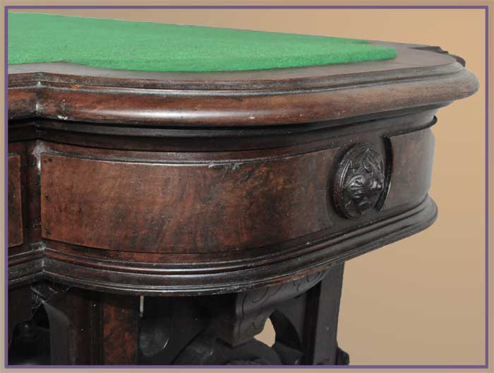 Carved Walnut Table, with Felt Top