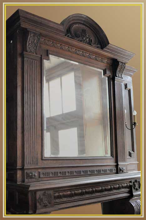 French Carved Oak Full Mantel, with Mirror