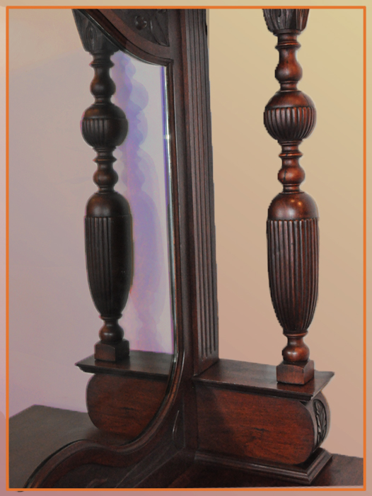 Carved Mahogany Sideboard with Mirror