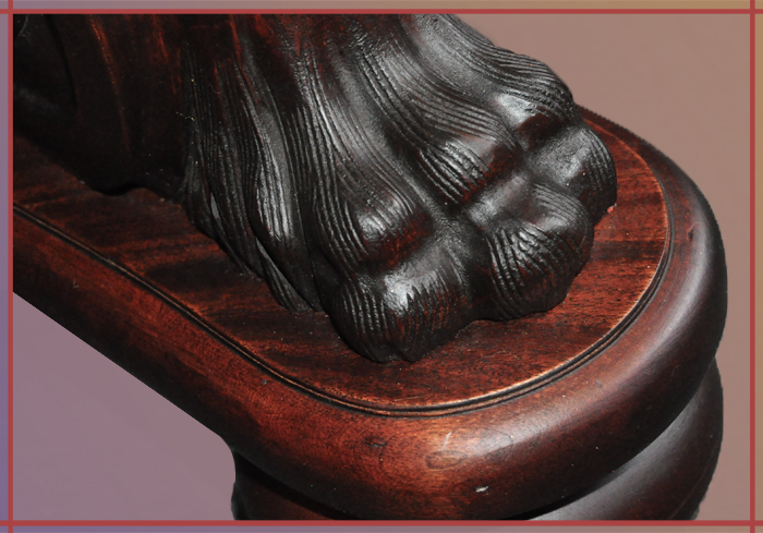 Carved Mahogany Library Table, with Lions