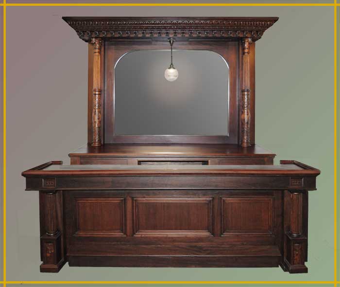 Walnut Front & Back Bar, with Mirror