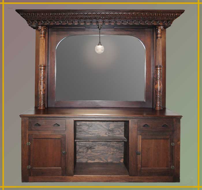 Walnut Front & Back Bar, with Mirror