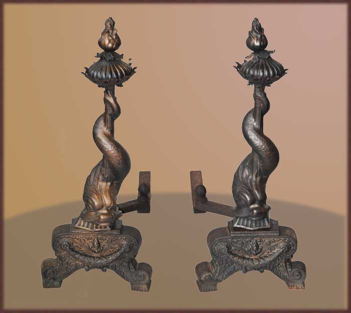 Iron Dolphin Andirons