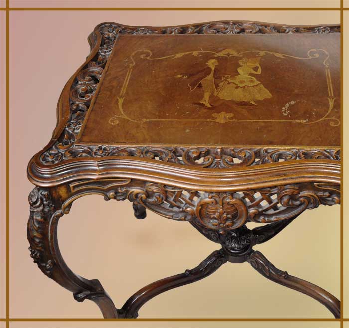 Carved Table, with Inlaid Top
