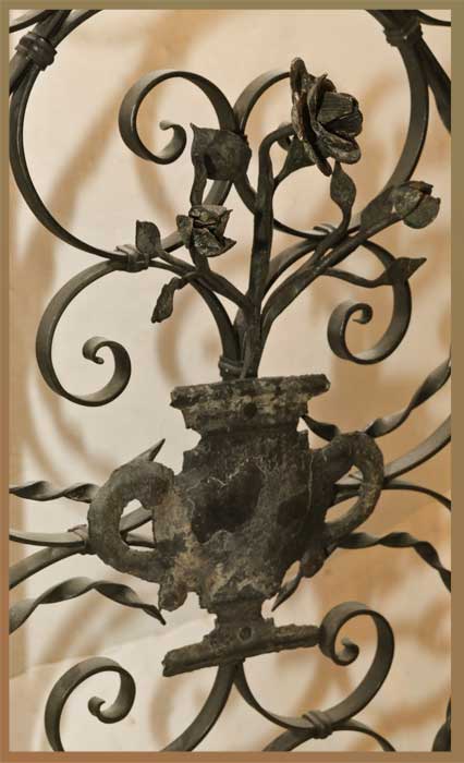 Decorative Iron Gates with Scrolls & Floral Accents