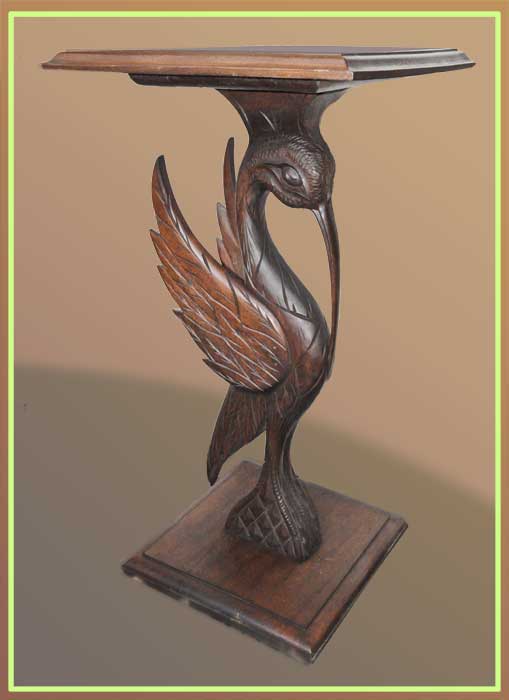 Carved Stork Pedestal