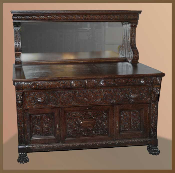 Carved Oak Sideboard, with Lions