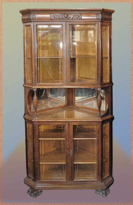 Vintage Oak Corner Cabinet
