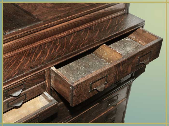 Multi-Drawer Oak Filing Cabinet