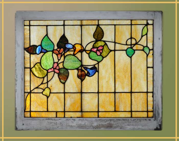 Stained Glass Window, with Flowers