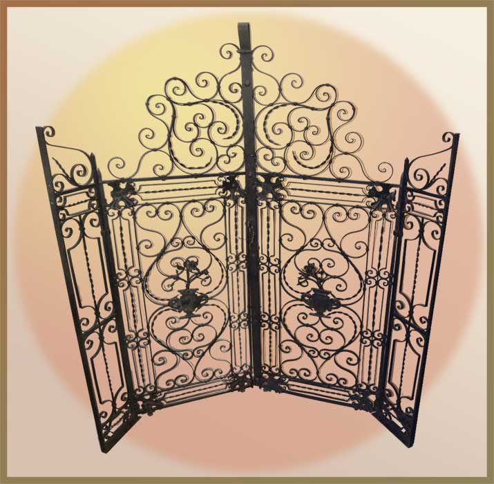 Decorative Iron Gates with Scrolls & Floral Accents