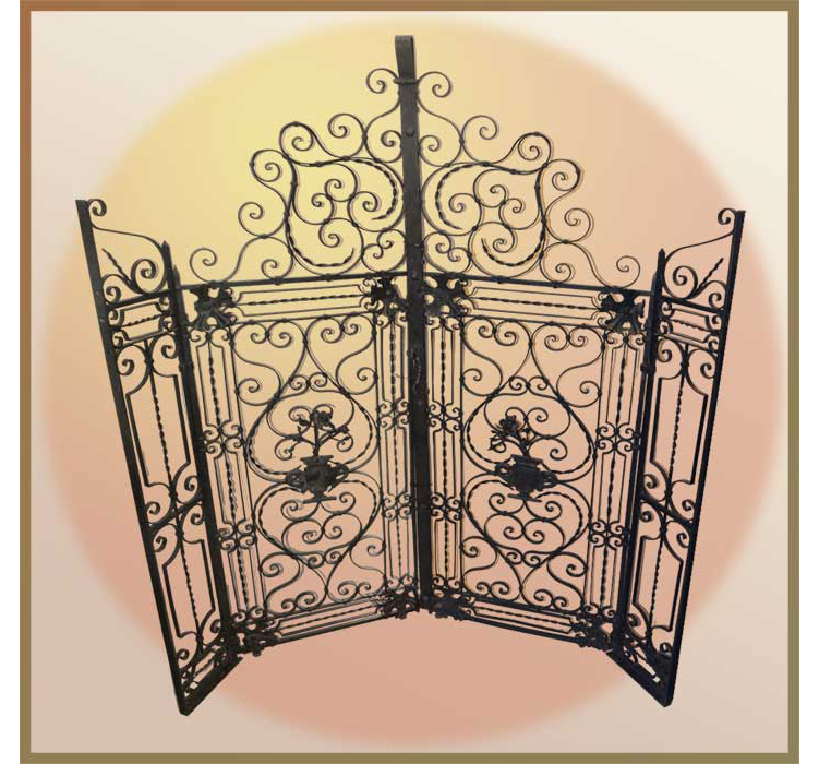 decorative iron gates on glowing background