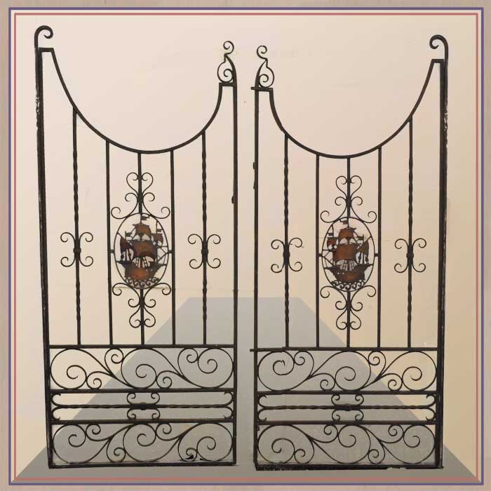 Pair of Iron Gates, with Ship Emblems
