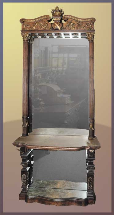 Pier Mirror, with Shaped Marble Base