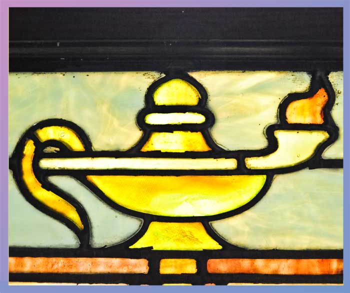 Stained Glass Window, with Floral Art