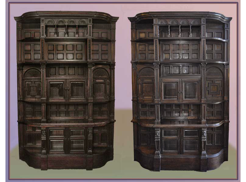 twin carved wall bookcases