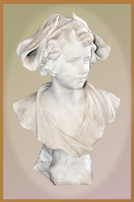 1890s Marble Bust of Maiden