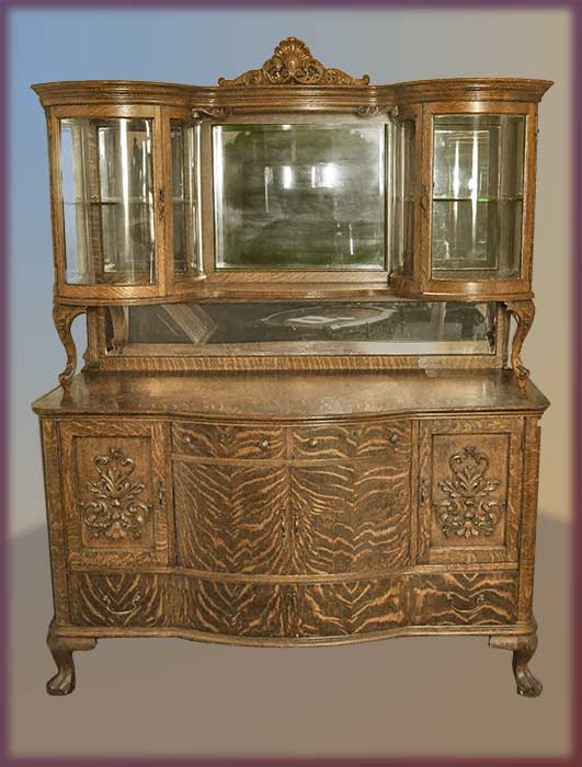 Oak Sideboard, with Curio Top