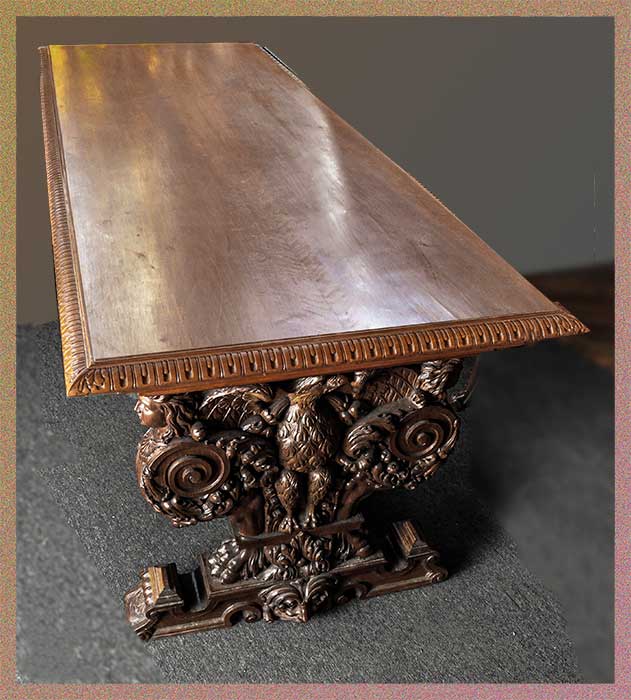 Carved Walnut Conference Table