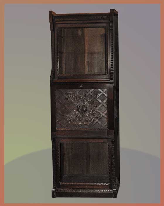 Tall, 3-Section, Art Carved Cabinet