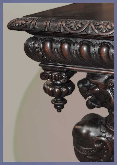 Carved Library Table, with Griffins