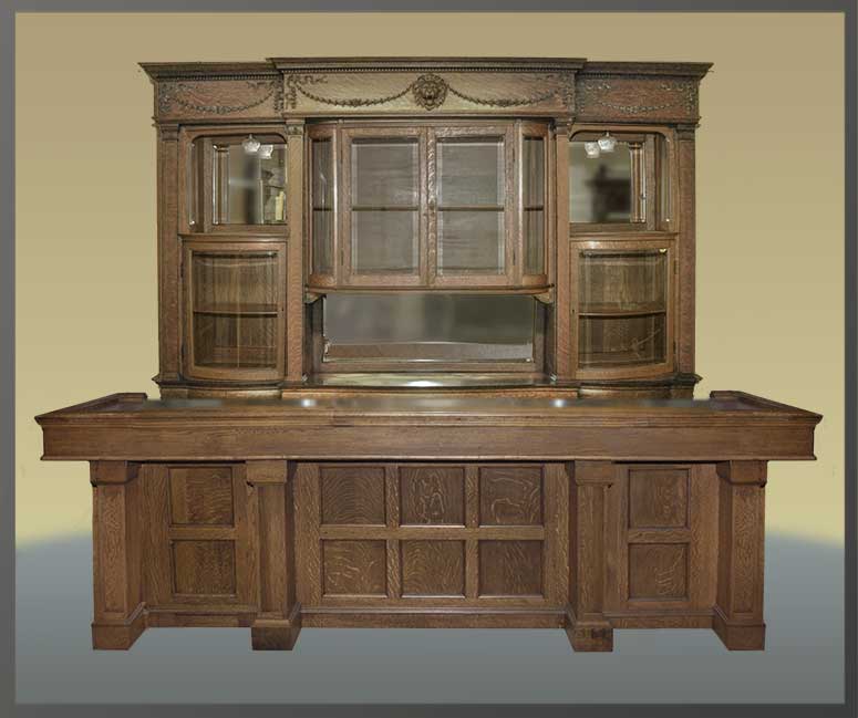 oak front and back bar