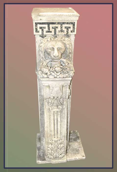 Marble Newel Post, with Lion Head