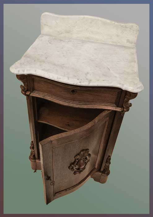 angled marble back half commode