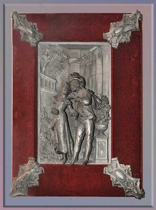 Metal Relief, Set in Red Velvet