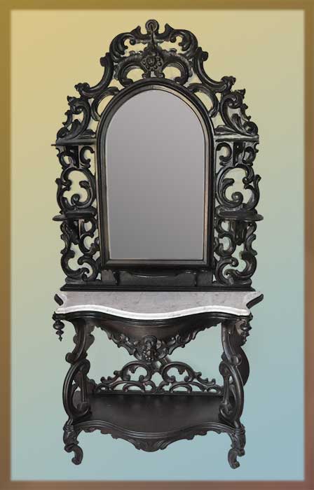 Dark Rococo Étagère, with Mirror