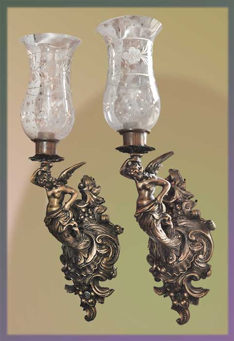 brass sconces pair angels