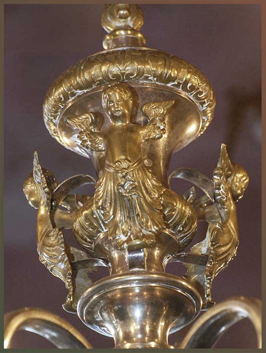 Nickle-Plated Chandelier, with Cherubs