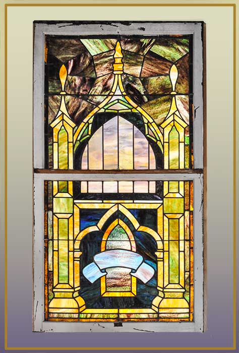 double-hung stained glass windows