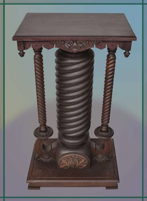 Cherry Pedestal with Twisted Posts - Wooden Nickel Antiques