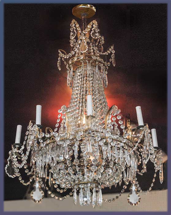 crystal and jewel-cut chandelier