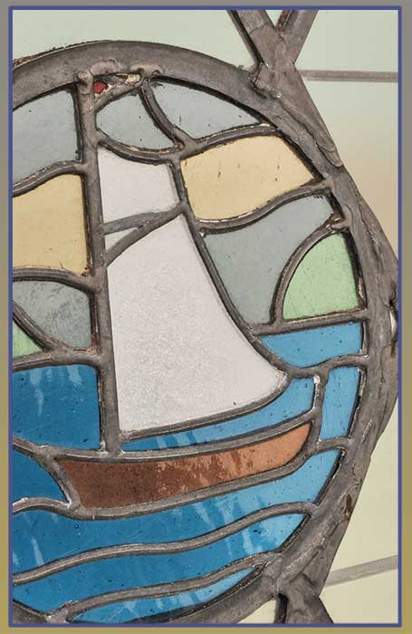 Leaded Glass Door, with Ship Emblem