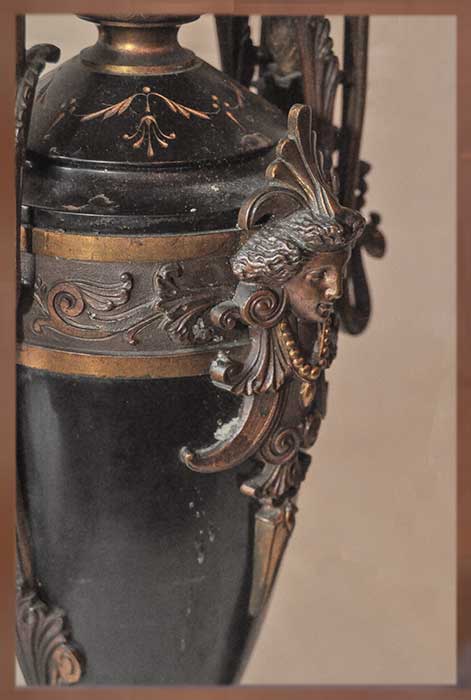 Set of Garniture Vases, with Ormolu Faces
