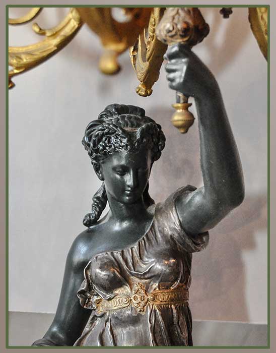 Pair of Bronze & Marble Figural Candelabras