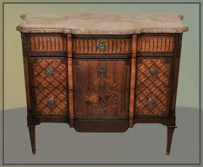 3-Drawer French Commode, with Marble Top