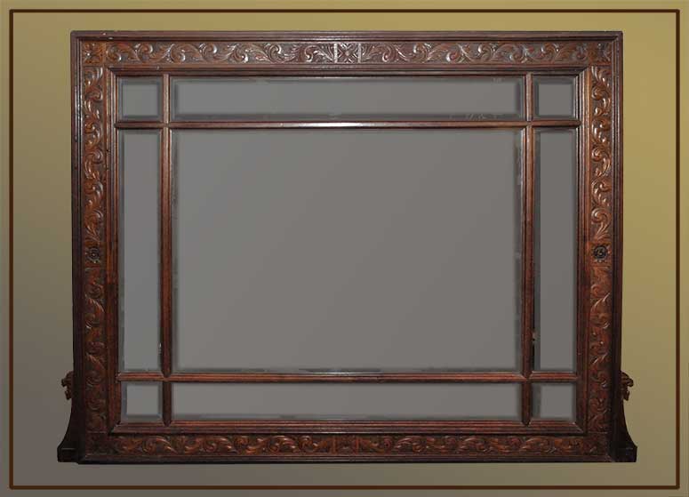 Carved Mahogany Mirror, with Griffins