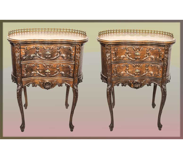 pair small French nightstands