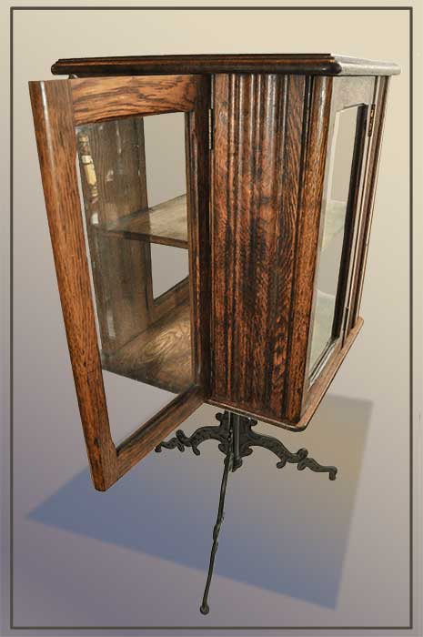 Oak Revolving Bookcase, on Iron Stand