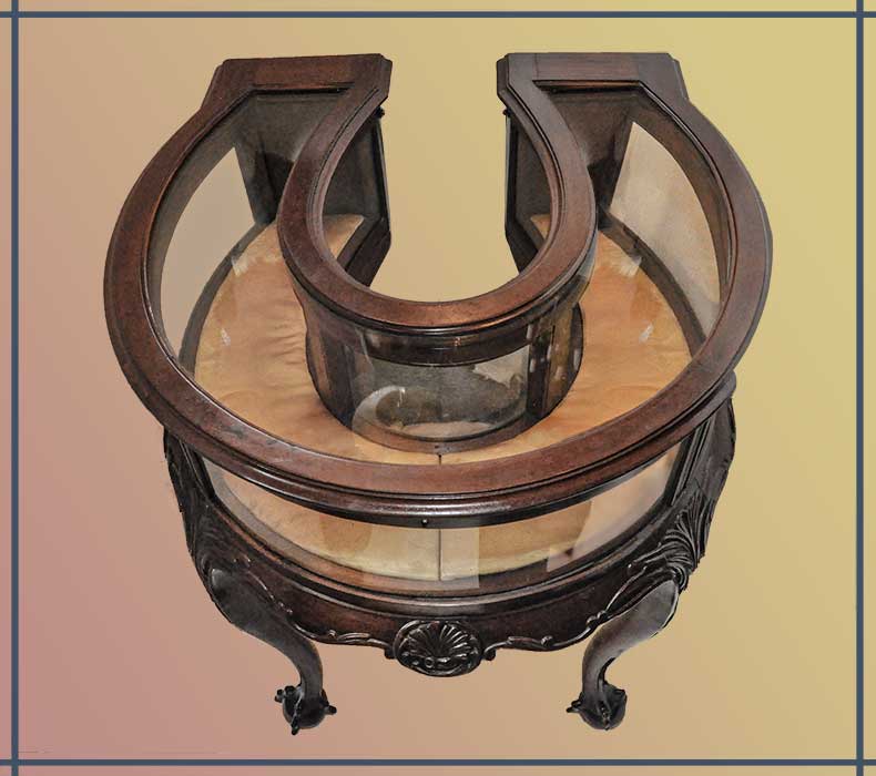 horseshoe-shaped display cabinet