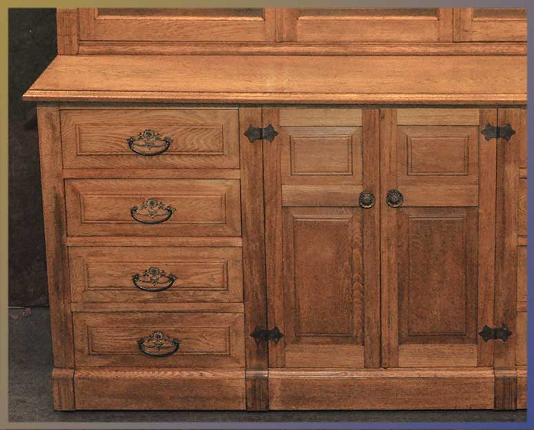 Oak Stepback Cabinet, with 3 Glass Doors