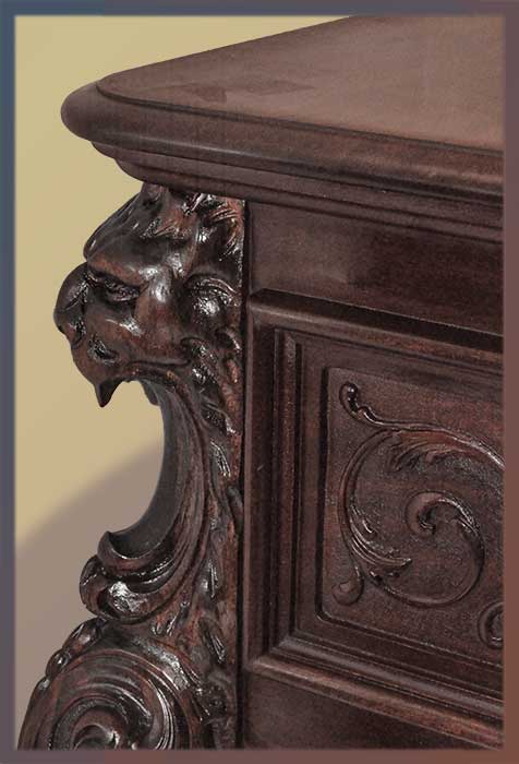 “Horner” Mahogany Partners Desk, with Lions