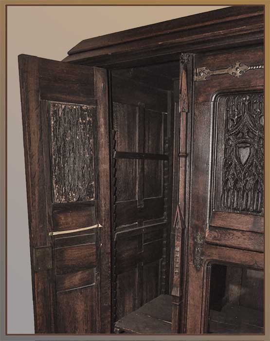 Two-Door Oak Gothic Cabinet