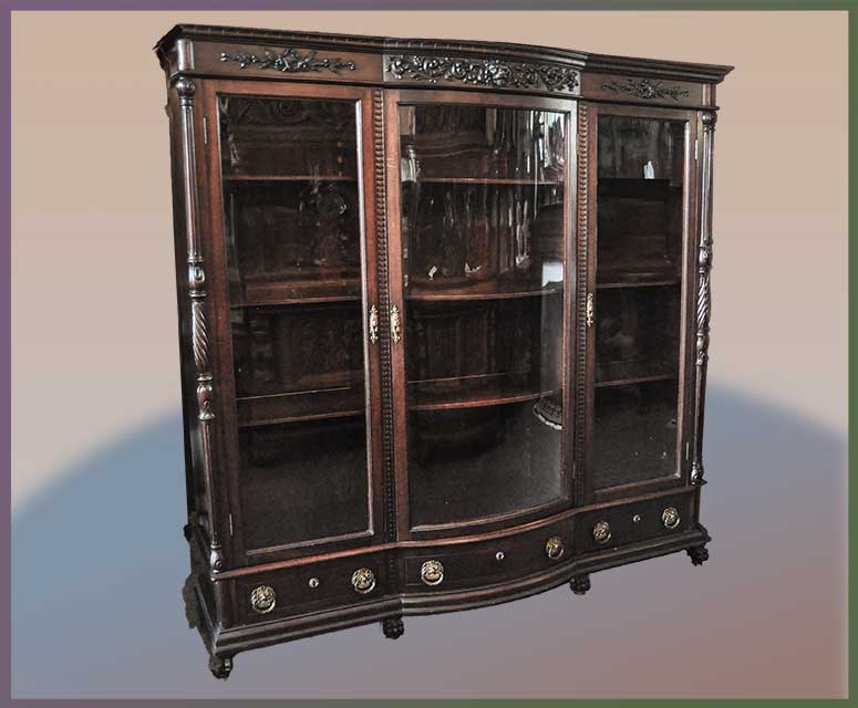 3-Door Mahogany Bookcase