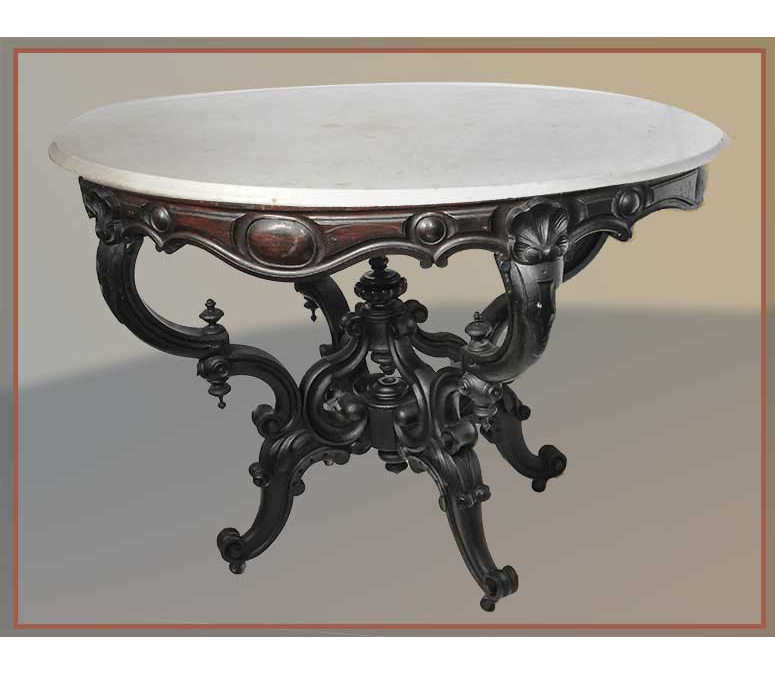 small oval marble table