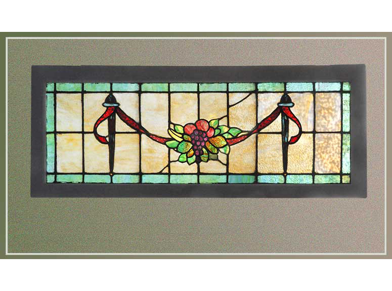 horizontal stained glass with grapes