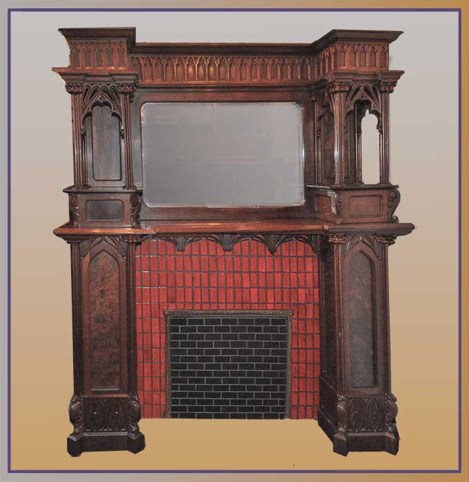 carved gothic full mantel